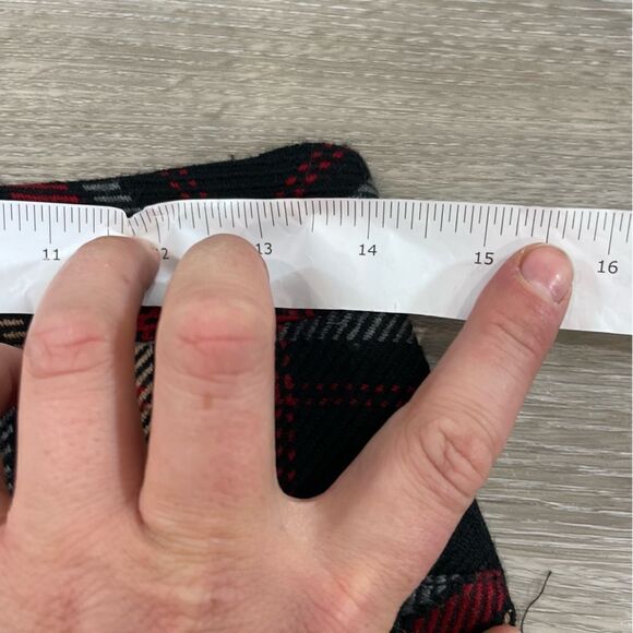 Korean Brand Wool Red an Black Plaid Slim Fit Pencil Skirt Two Patch Pockets M - Picture 7 of 9